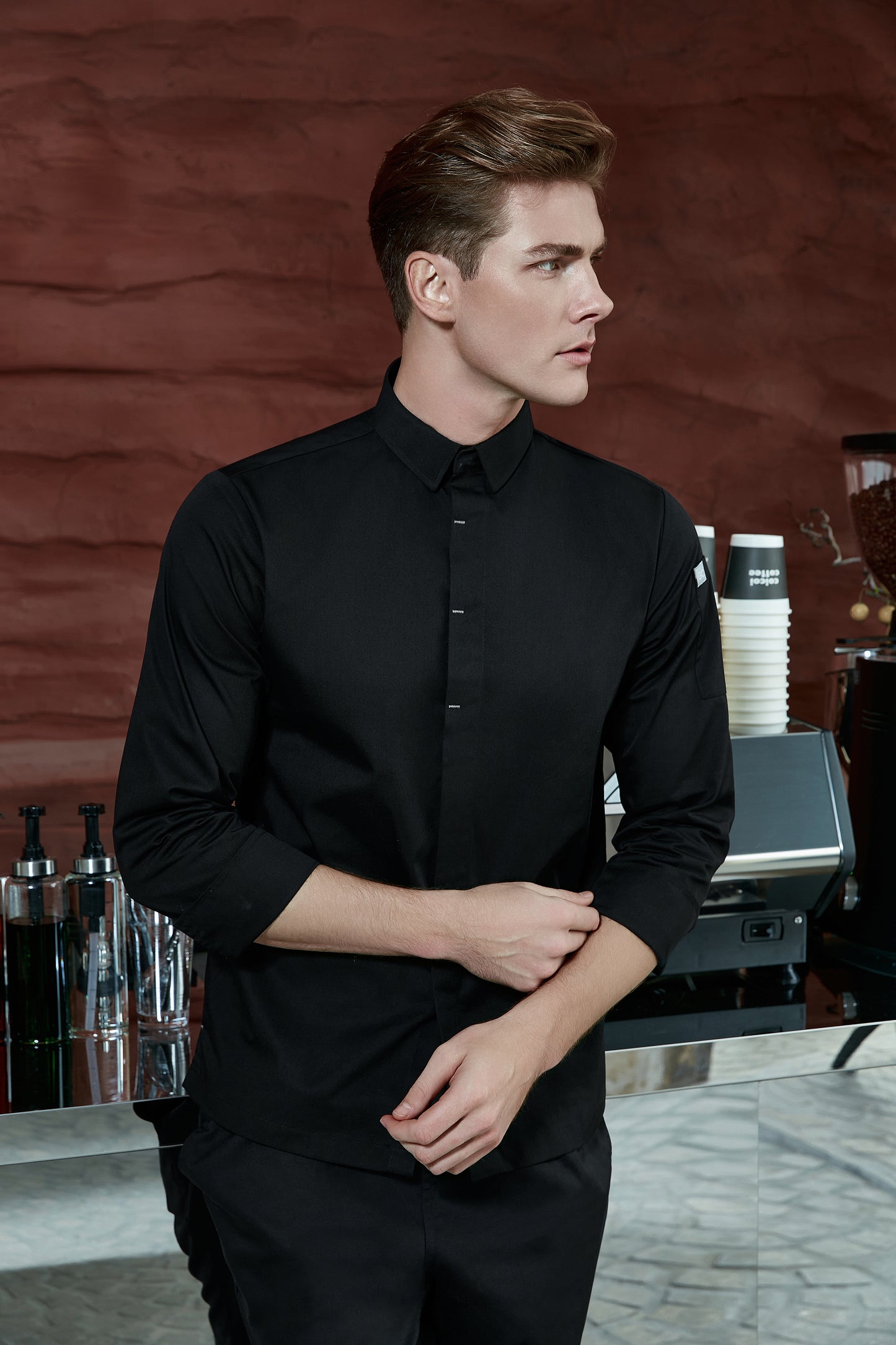 Flynn Black Chef Jacket, Long Sleeve