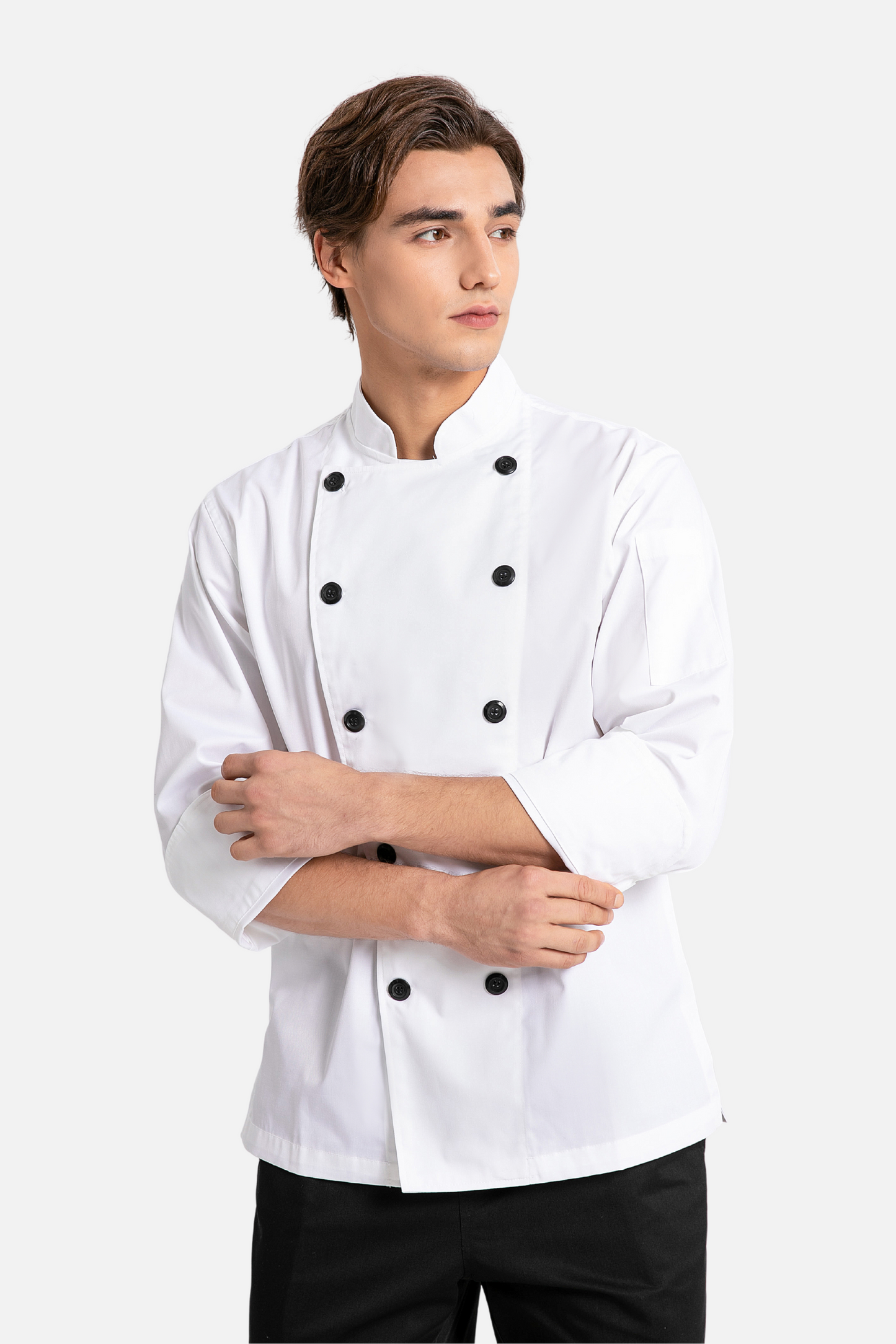 Classic Black Buttons Chef Jacket, Long Sleeve