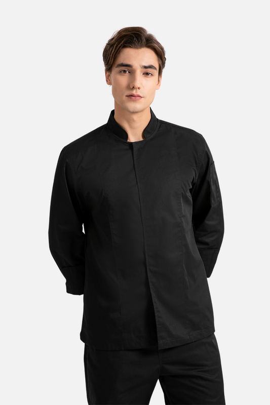 Peppermint Black Chef Jacket, Long Sleeve