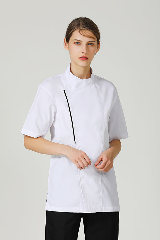 Basil White Chef Jacket Short Sleeve