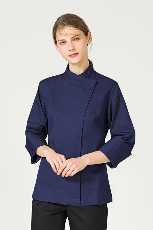 Rosemary Navy Blue Chef Jacket, Long Sleeve