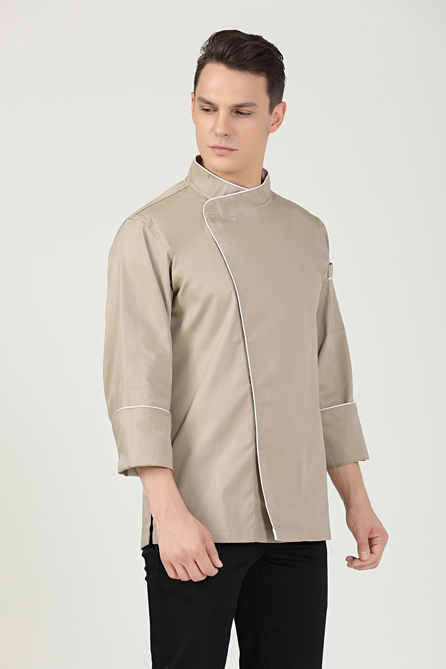 Sage Khaki Chef Jacket, Long Sleeve
