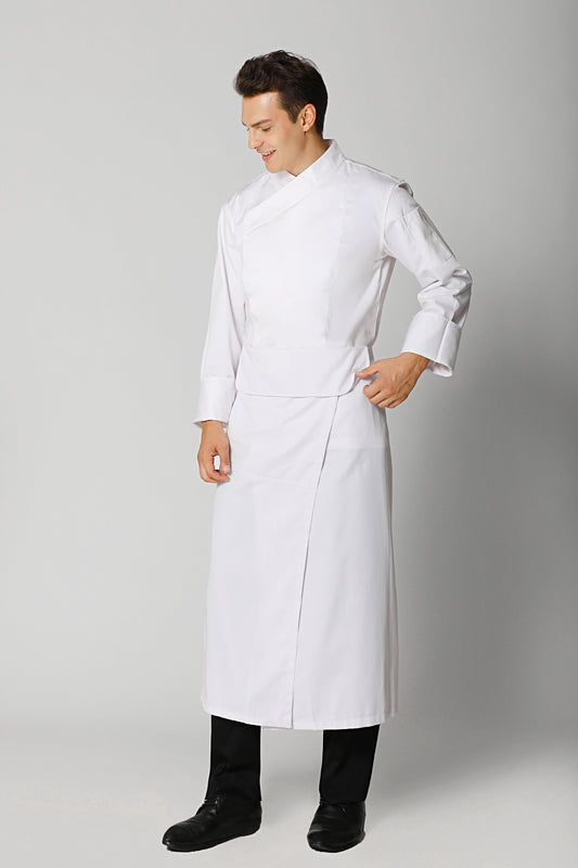 White Flap Chef Apron with Slit