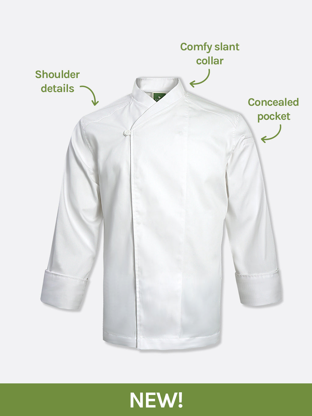 Tarragon White Long Sleeve - Green Chef Wear