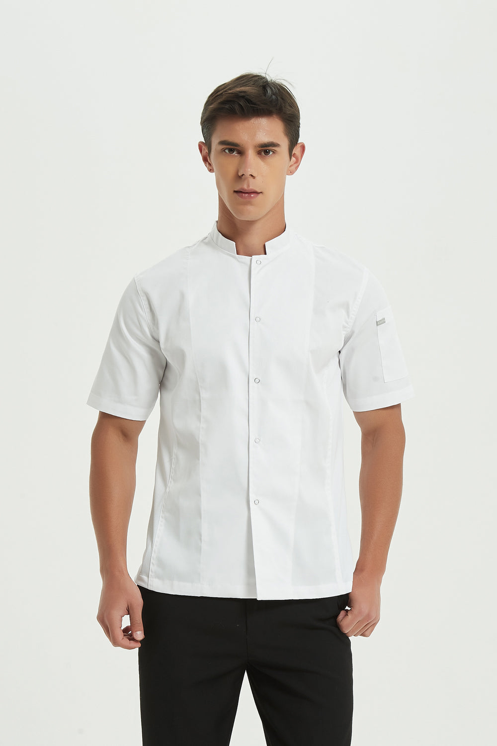 Mint Chef Jacket Short Sleeve with Dri-fit, Front View