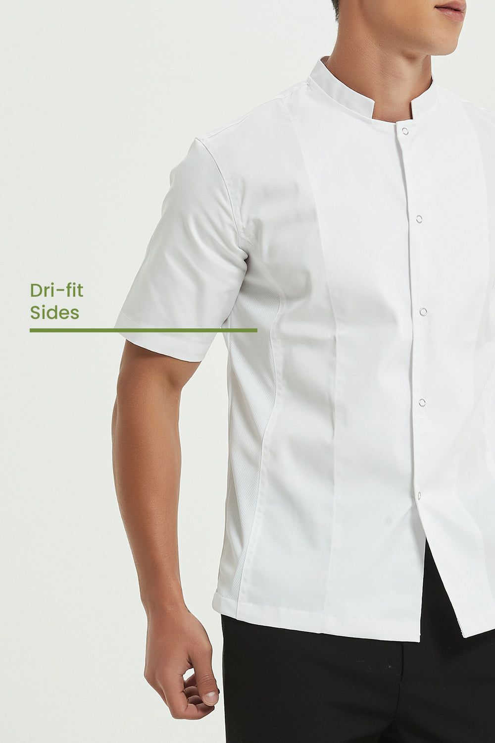 Mint Chef Jacket Short Sleeve with Dri-fit, Side View